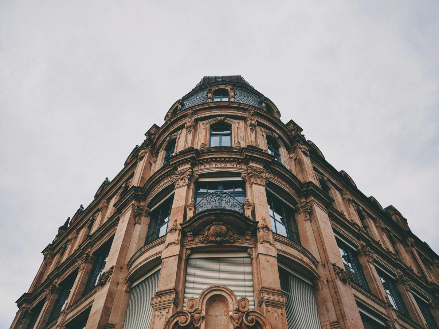 Low-angle shot of a brownstone building