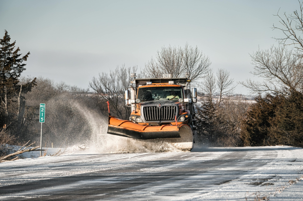a winter service vehicle clearing out snow