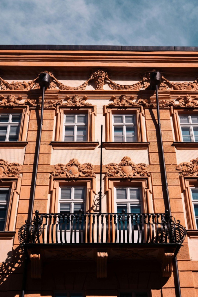 An orange European building