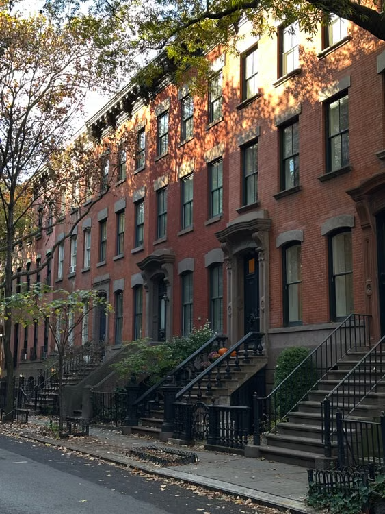 a brownstone building front