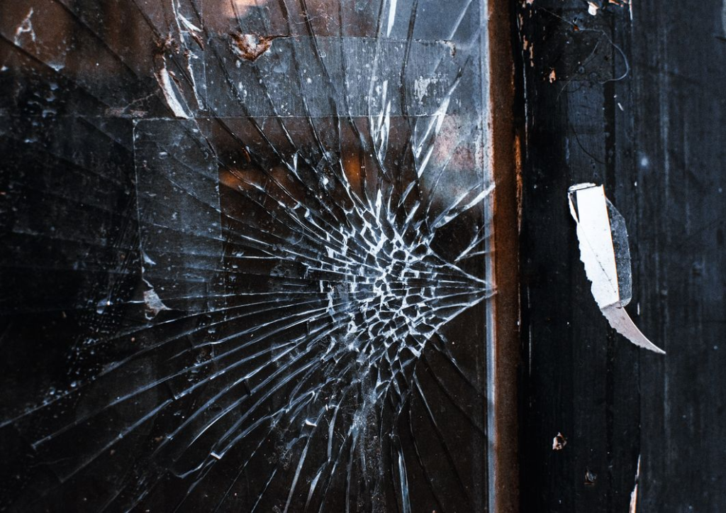 a cracked window header