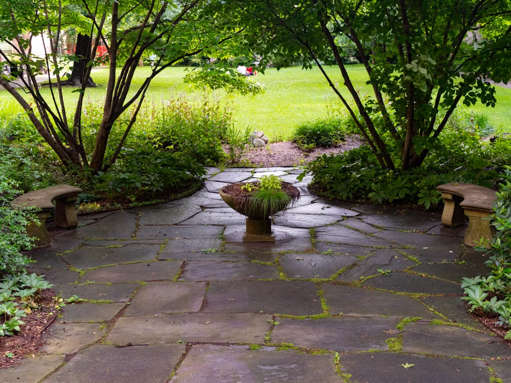a stone patio